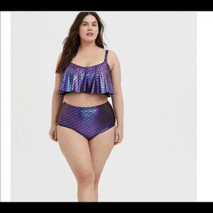 Torrid Purple & Black Mermaid Wireless Bikini Top (Sz4)  & Bottom (Sz6)